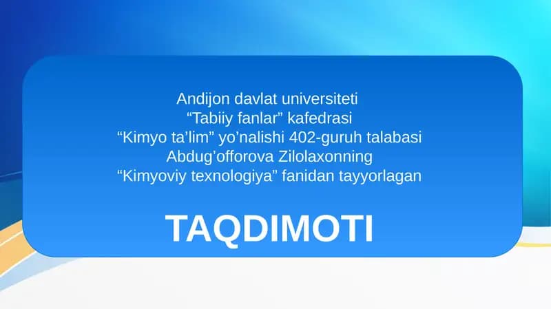 Kimyoviy texnologiya