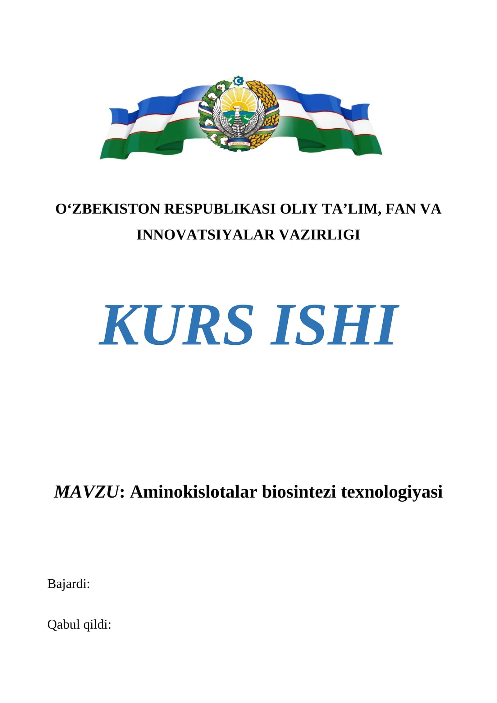 Aminokislotalar biosintezi texnologiyasi