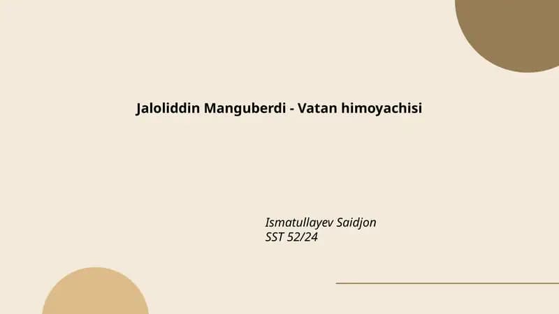 Jaloliddin Manguberdi - Vatan himoyachisi