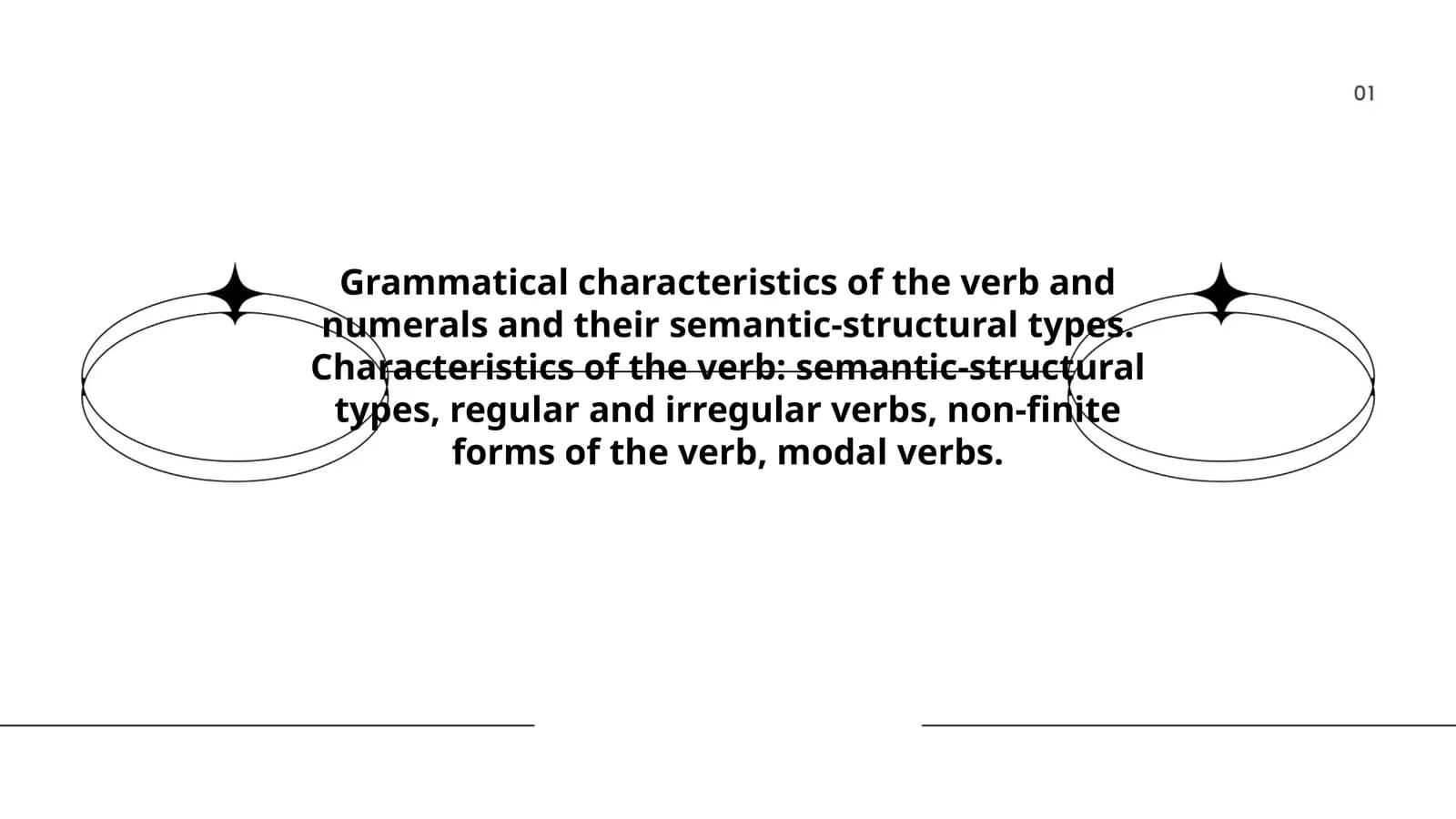 Grammatical characteristics of the verb and numerals and their semantic-structural types