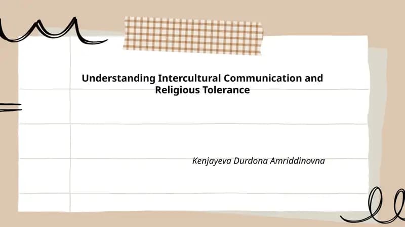 Understanding Intercultural Communication and Religious Tolerance