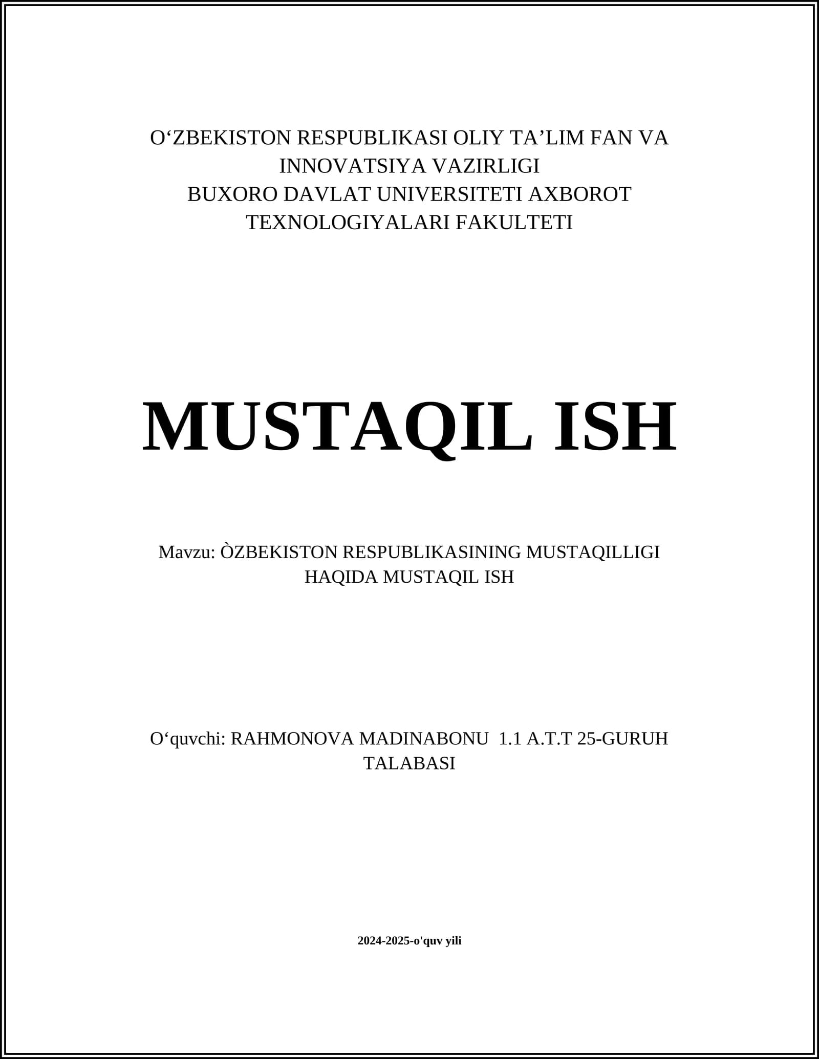 MUSTAQIL ISH