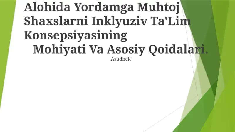 Inklyuziv Ta'lim Konsepsiyasi