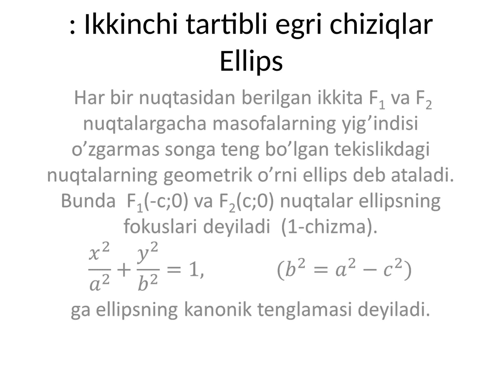Ikkinchi tartibli egri chiziqlar Ellips