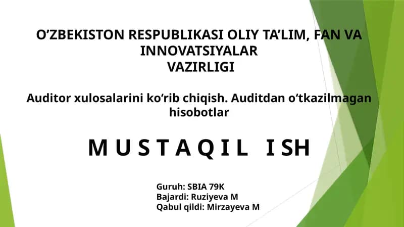 Auditorlik xulosasi