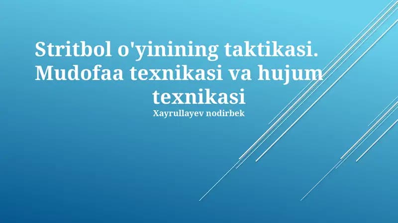 Stritbol o'yinining taktikasi