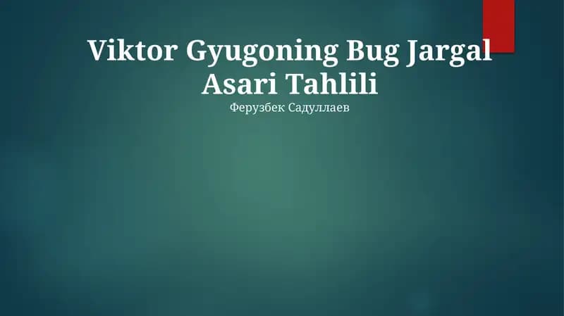 Viktor Gyugoning Bug Jargal Asari Tahlili
