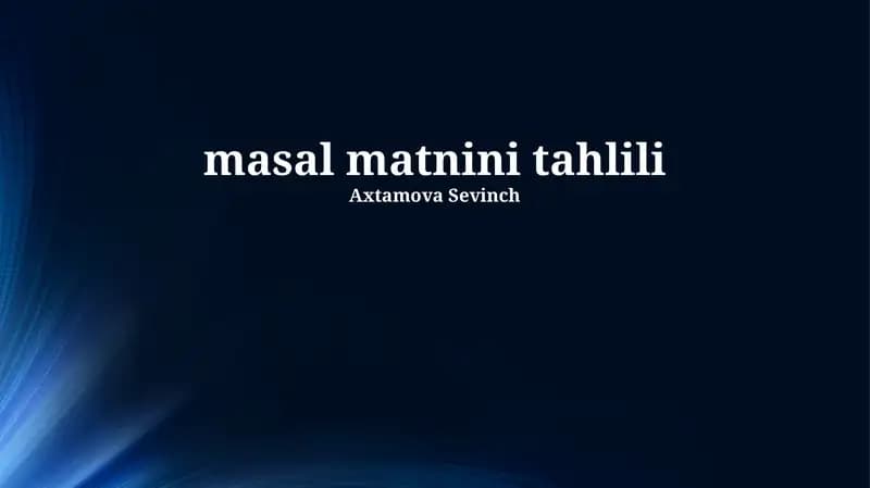 masal matnini tahlili