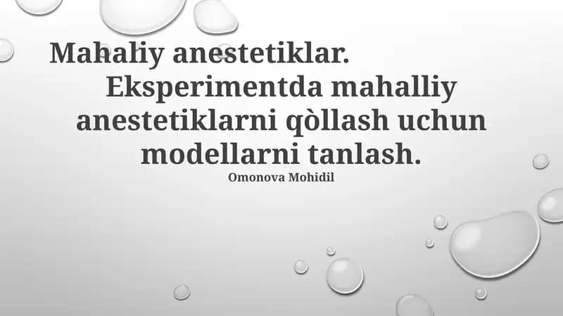 Mahaliy anestetiklar