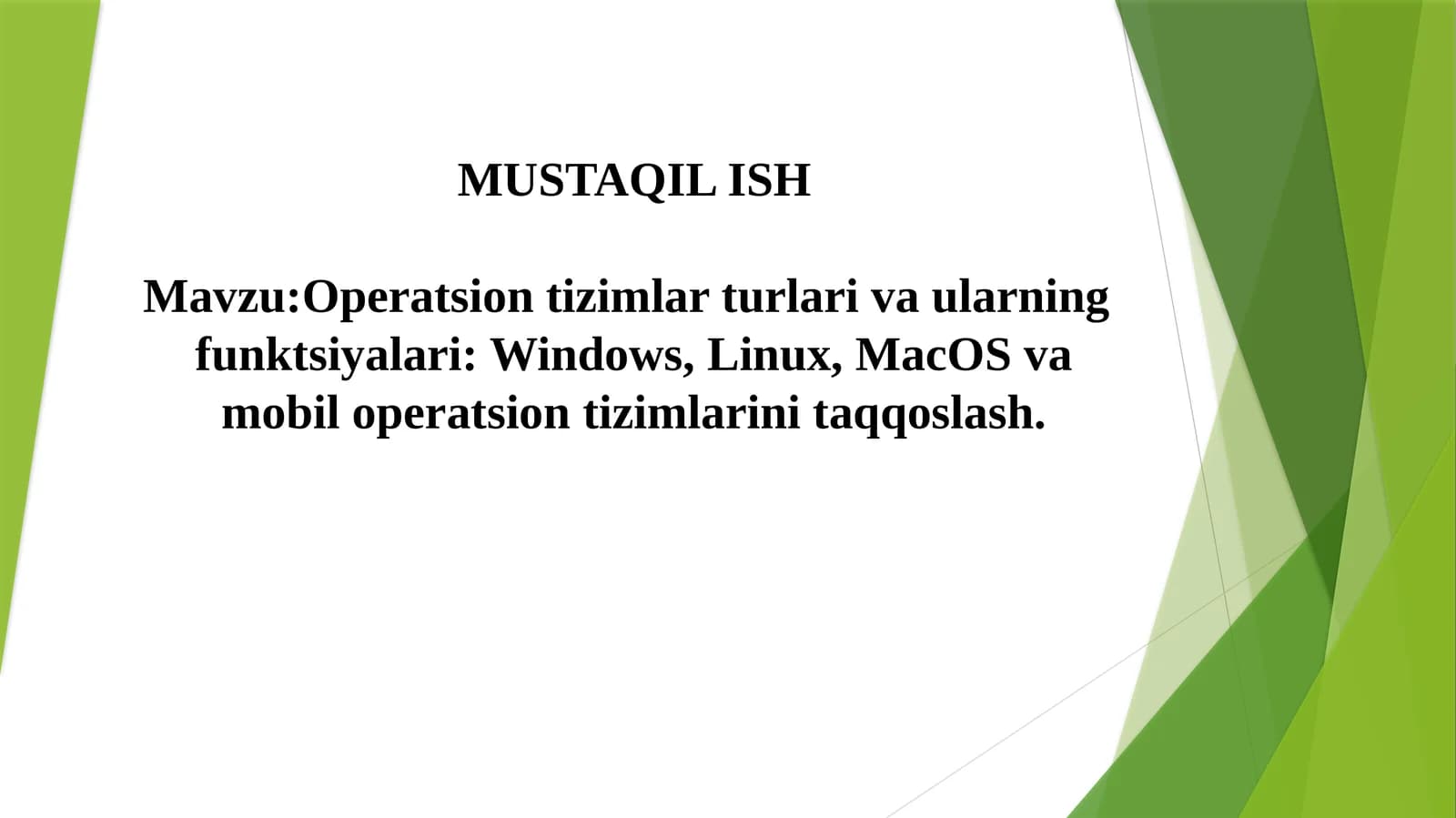 Operatsion tizimlar va ularning funktsiyalari