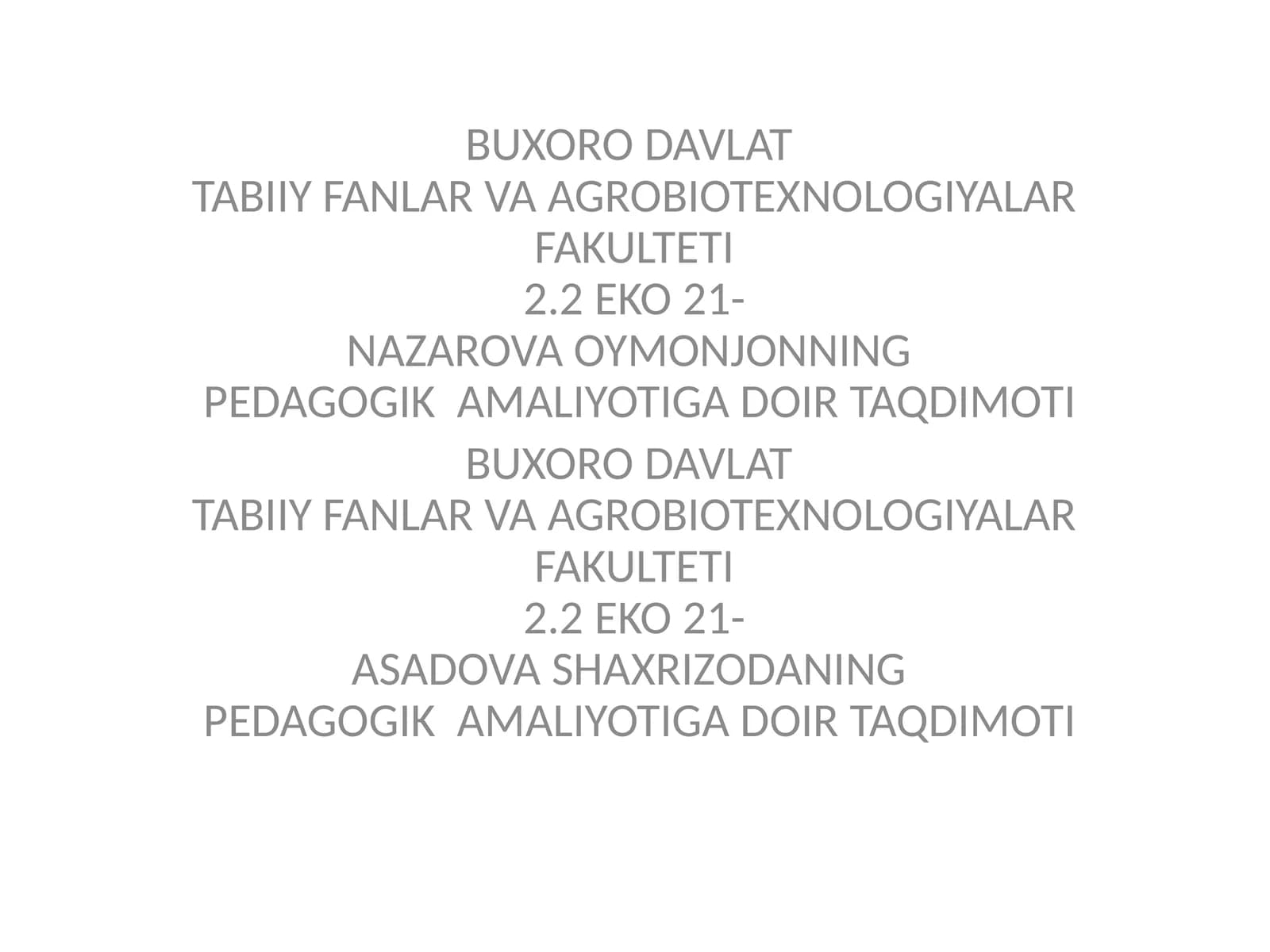 PEDAGOGIK AMALIYOTIGA DOIR TAQDIMOTI