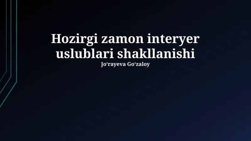 Zamonaviy Loft Interer Uslubi