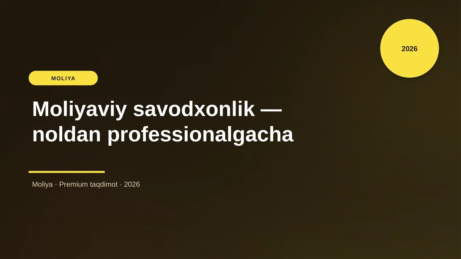 Moliyaviy savodxonlik — noldan professionalgacha