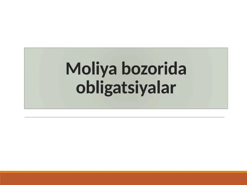 Moliyabozoridaobligatsiyalar