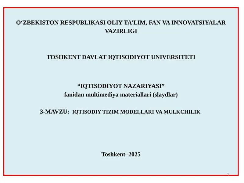 IQTISODIYOT NAZARIYASI
