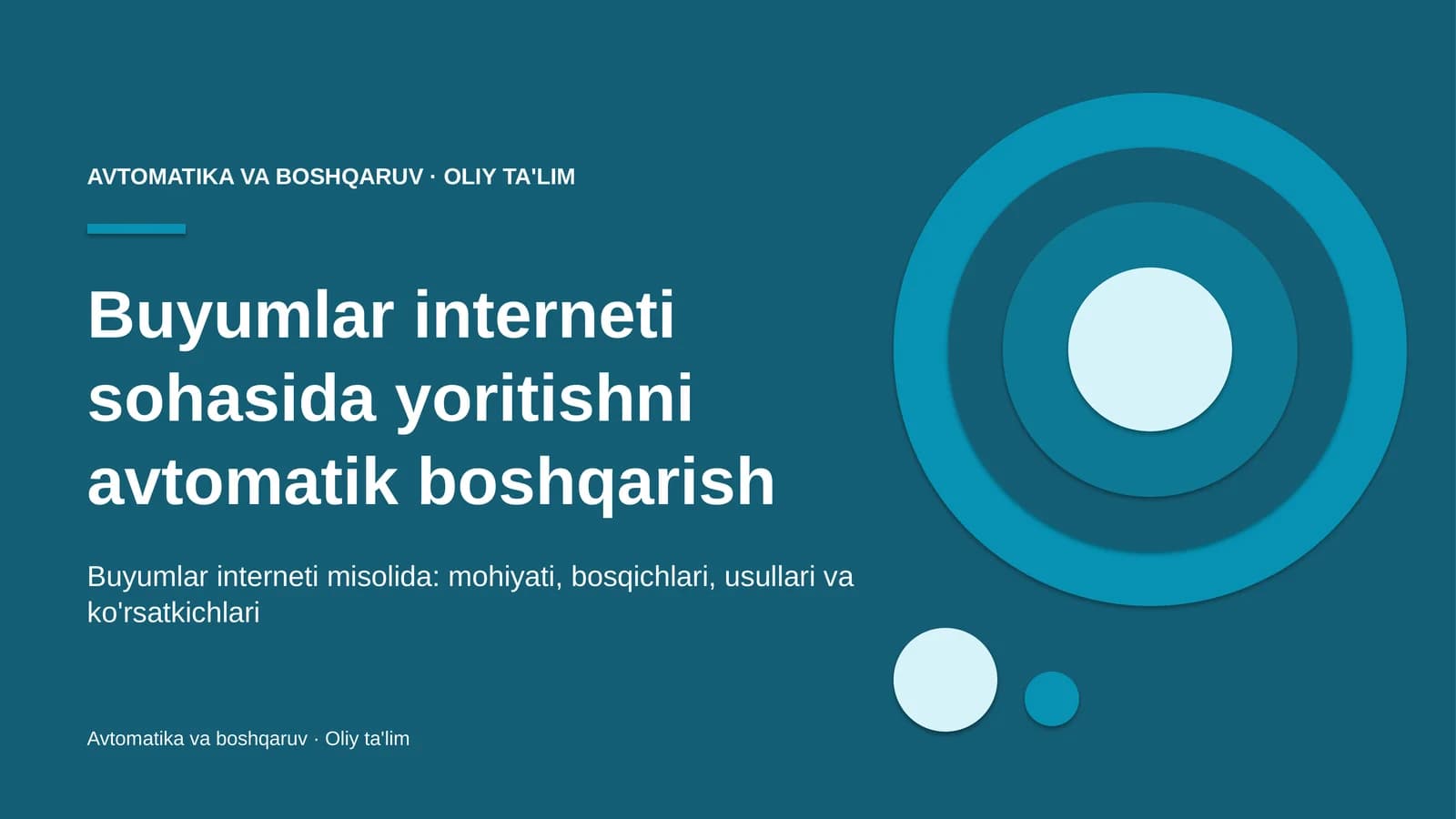 Avtomatika va boshqaruv · Oliy ta'lim