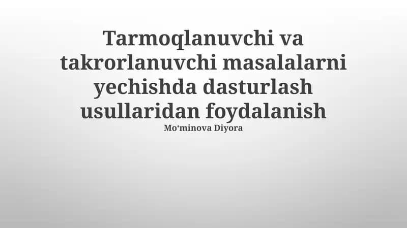 Rekursiv va Iterativ Muammolar