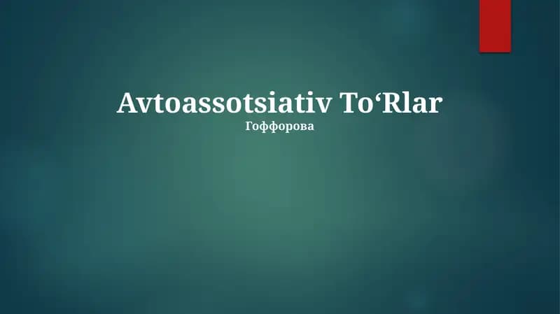 Avtoassotsiativ ToʻRlar