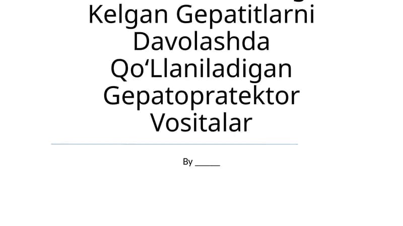 Gepatoprotektor Vositalar