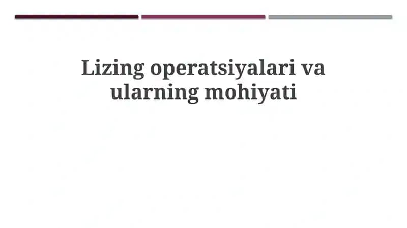 Lizing operatsiyalari