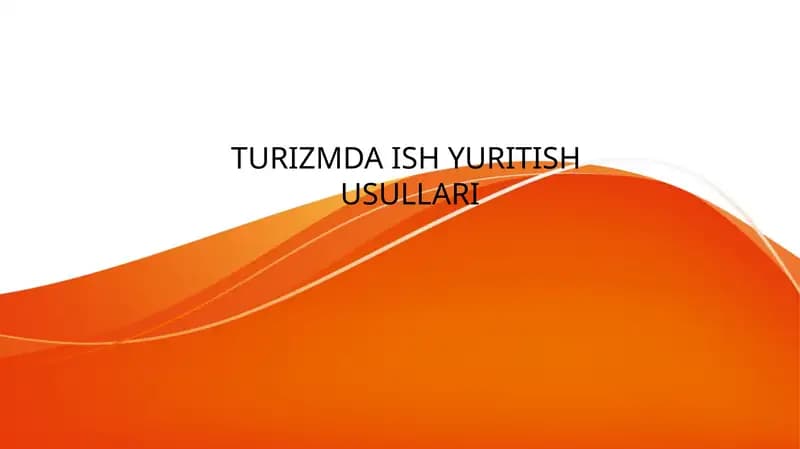 TURIZMDA ISH YURITISH USULLARI
