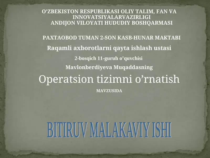 Raqamli axborotlarni qayta ishlash ustasi
