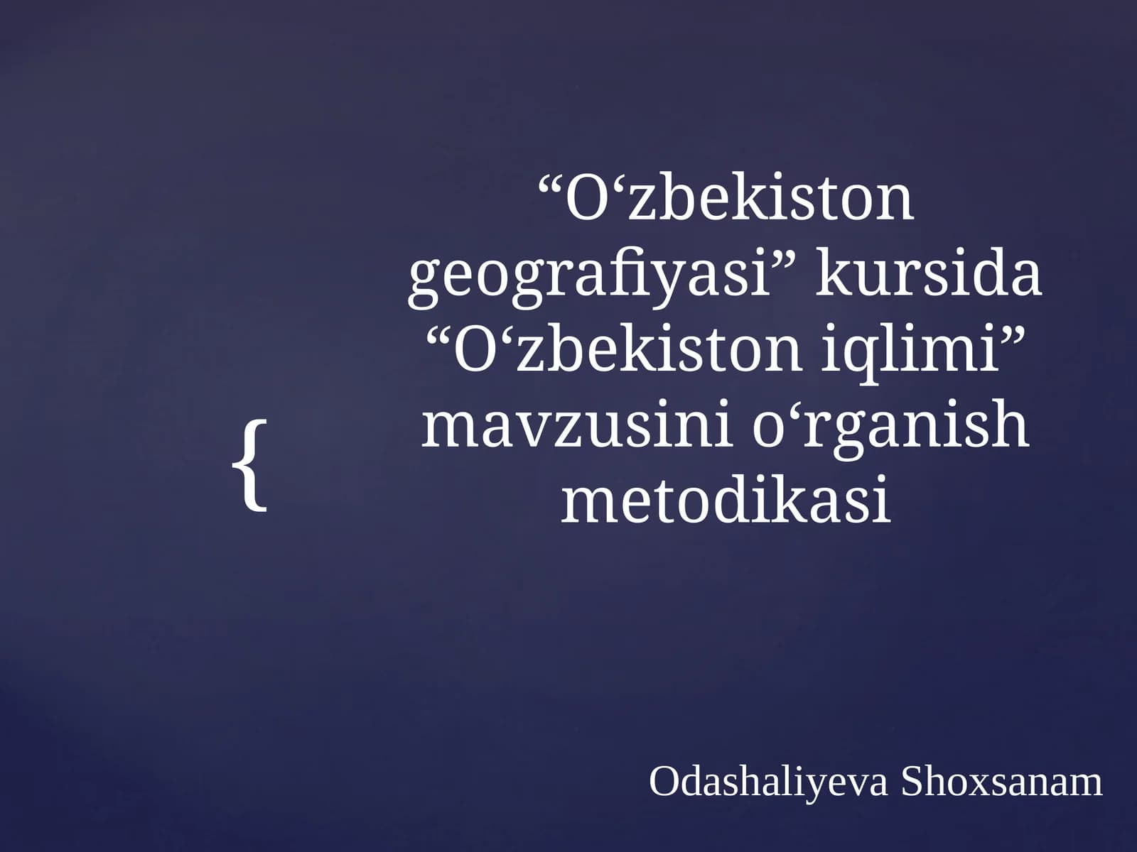 O‘zbekistoni iqlimi kursi
