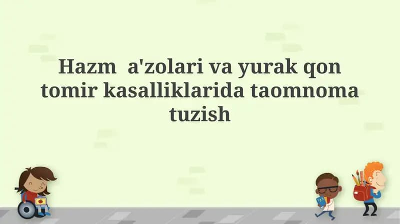 Yurak-qon tomir kasalliklari uchun dietani rejalashtirish
