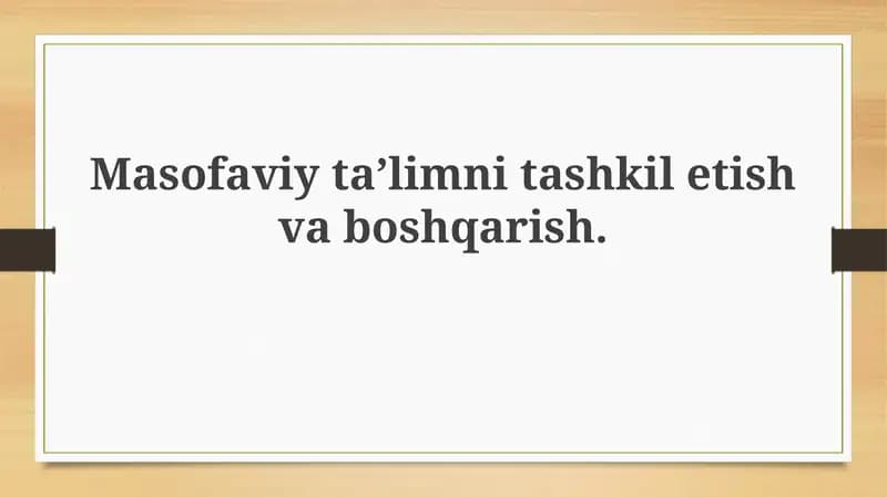 Masofaviy ta'lim