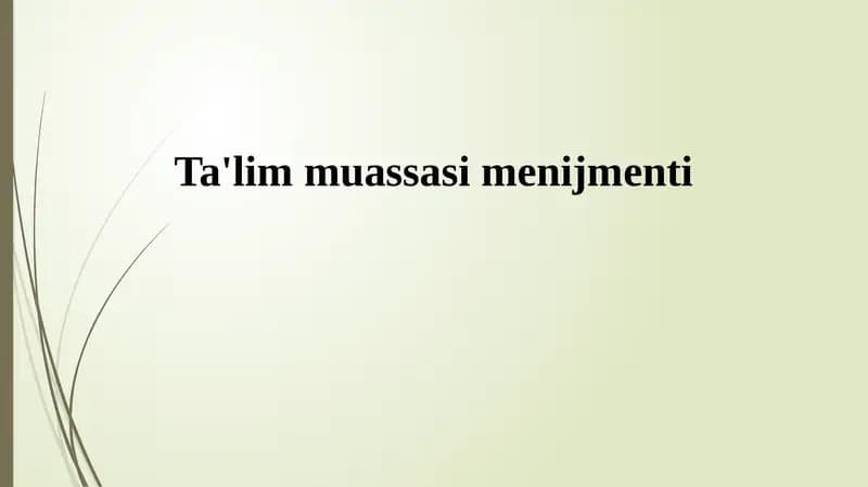 Ta'lim muassasi menijmenti