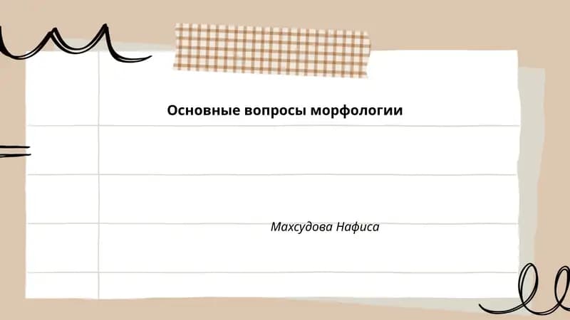Основные вопросы морфологии