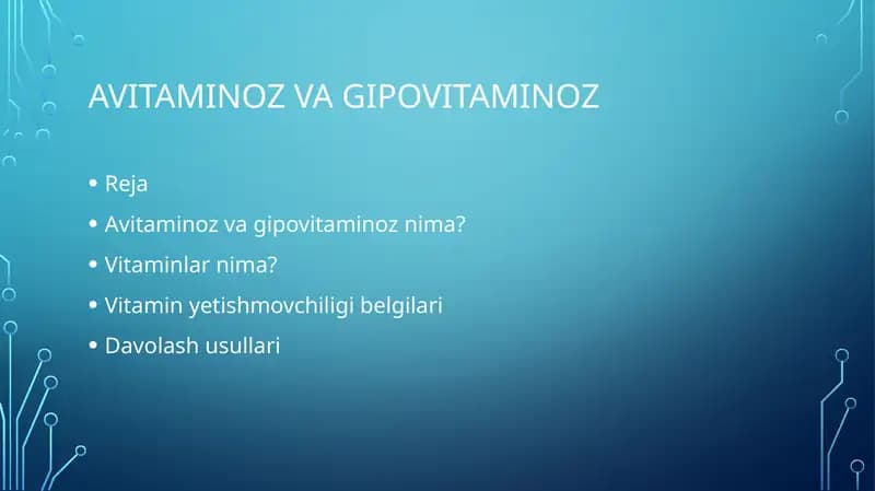 Avitaminoz va gipovitaminoz