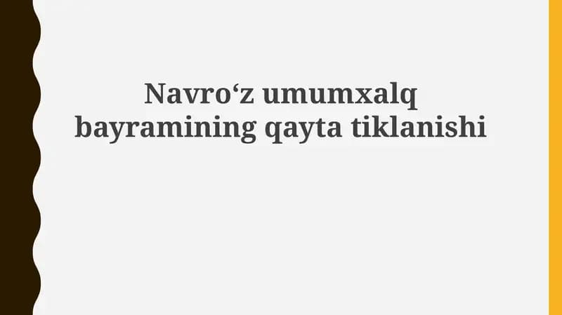 Navroʻzumumxalqbayraminingqaytatiklanishi