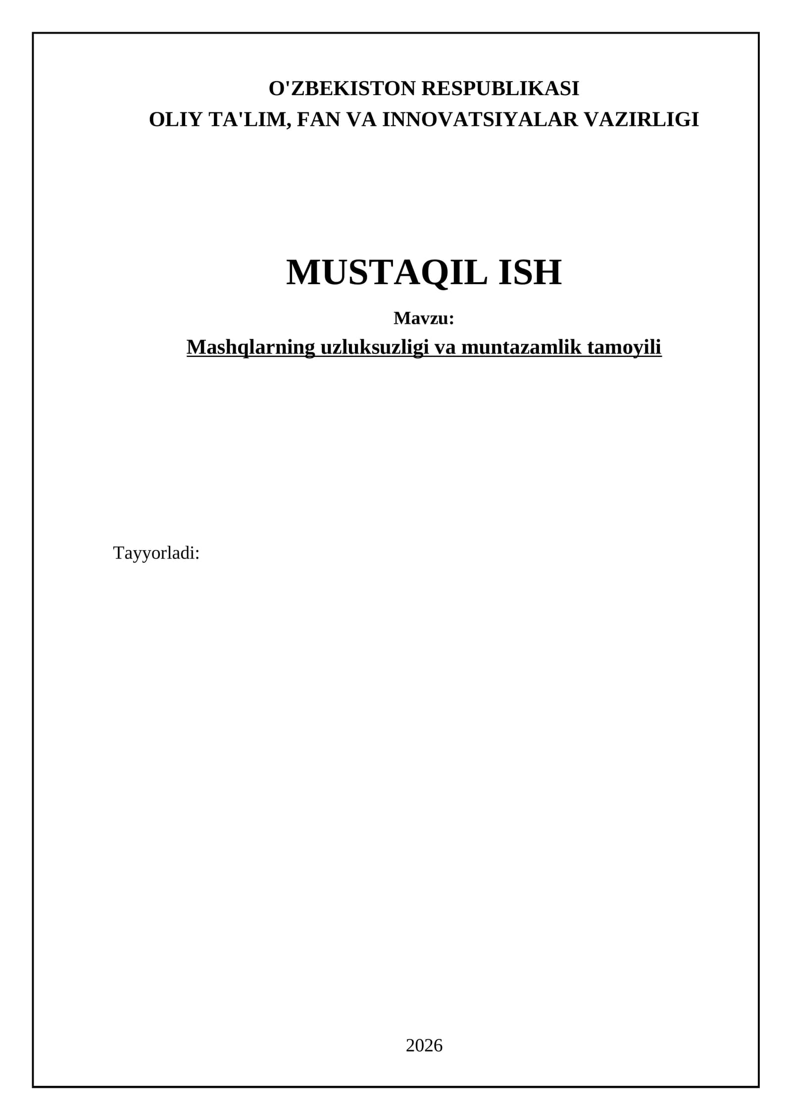 Mashqlarning uzluksuzligi va muntazamlik tamoyili