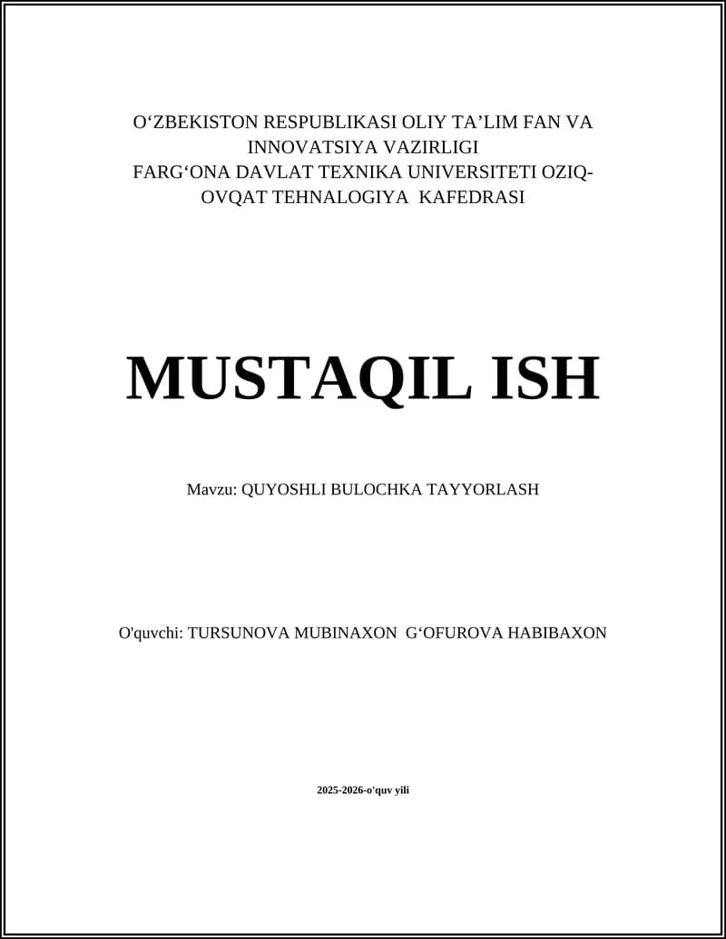 QUYOSHLI BULOCHKA