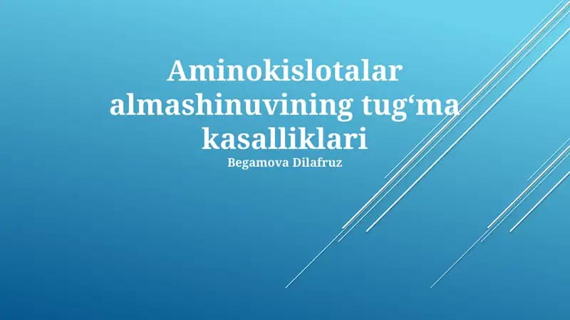Aminokislotalar almashinuvining tugʻma kasalliklari