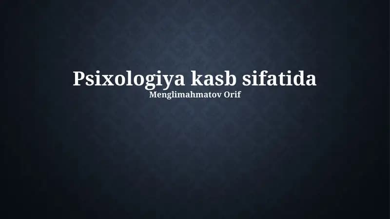 Psixologiya kasb sifatida