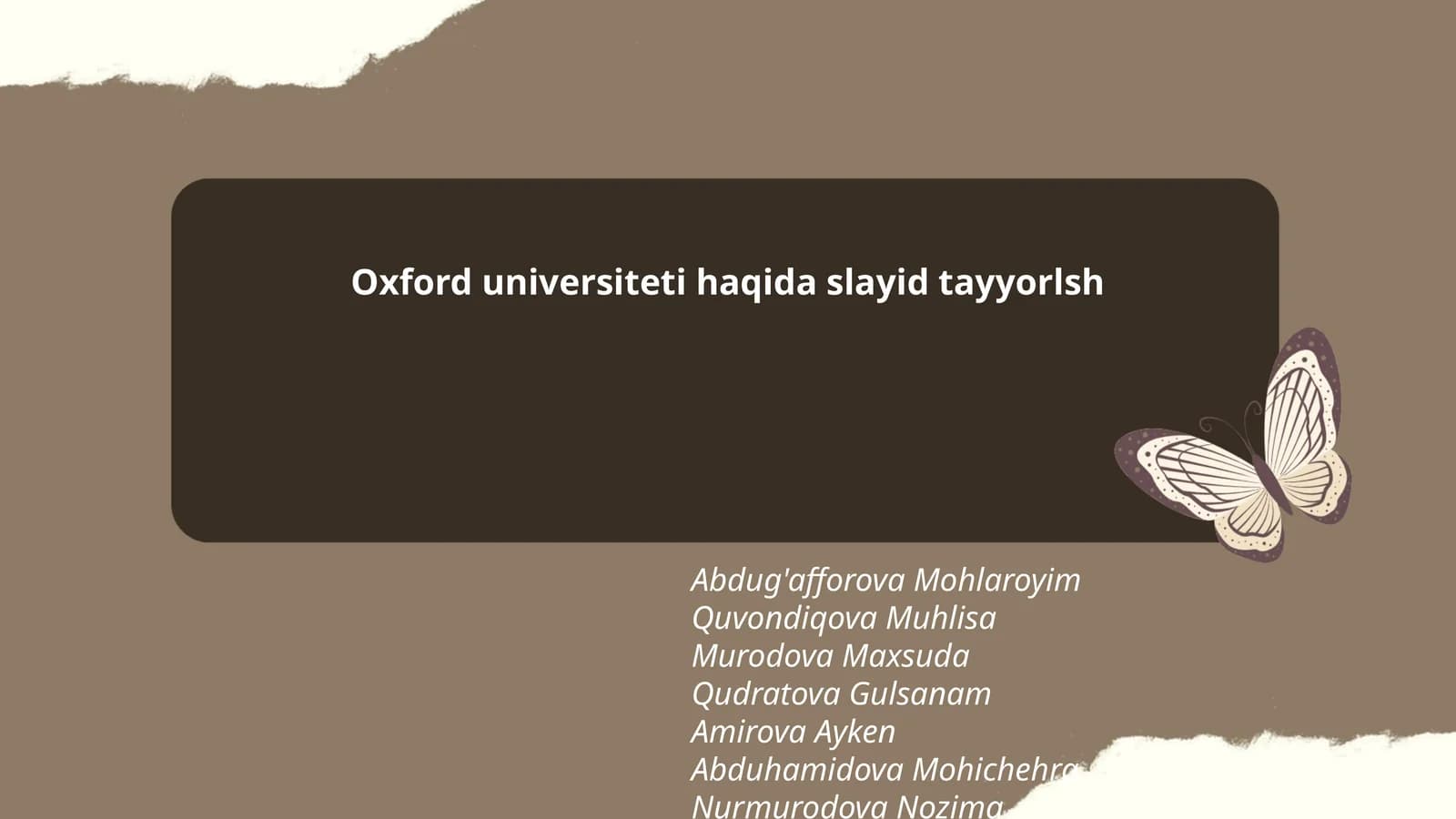 Oxford universiteti haqida slayid tayyorlsh