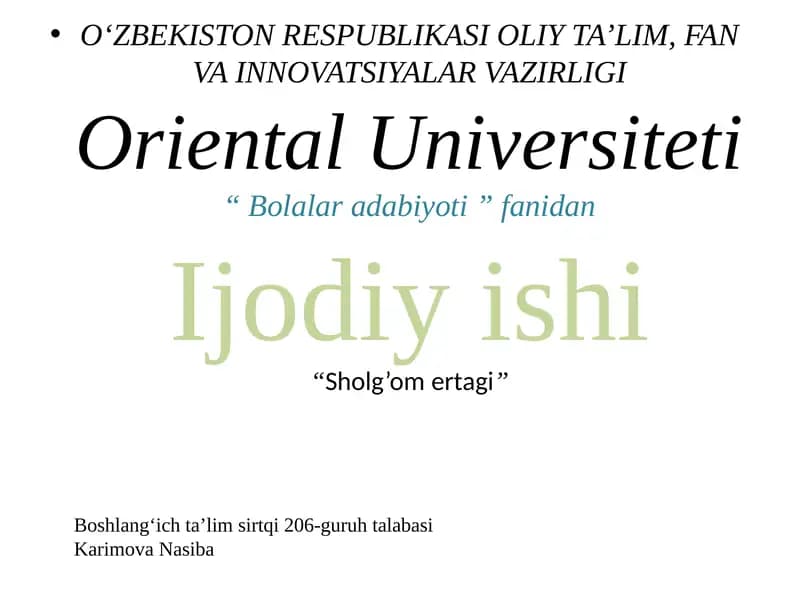 Sholg’om ertagi