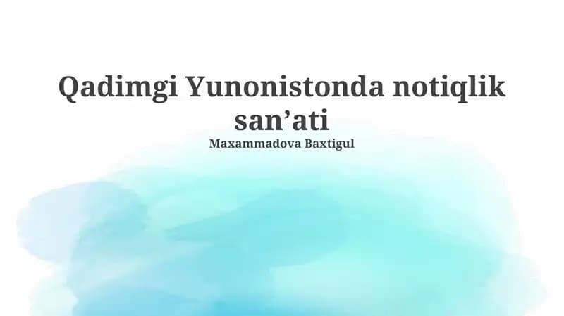 Qadimgi Yunonistonda notiqlik sanʼati