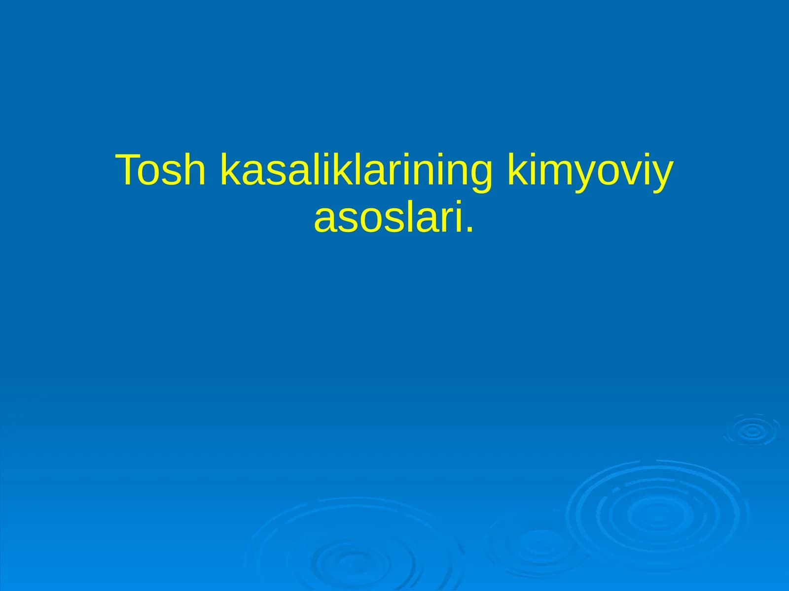 Tosh kasaliklarining kimyoviy asoslari