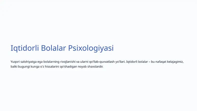 Iqtidorli Bolalar Psixologiyasi