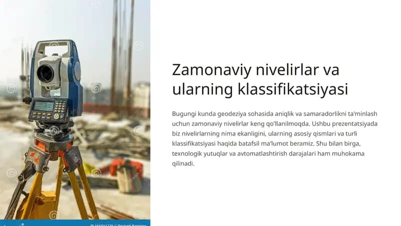 Zamonaviy nivelirlar va ularning klassifikatsiyasi