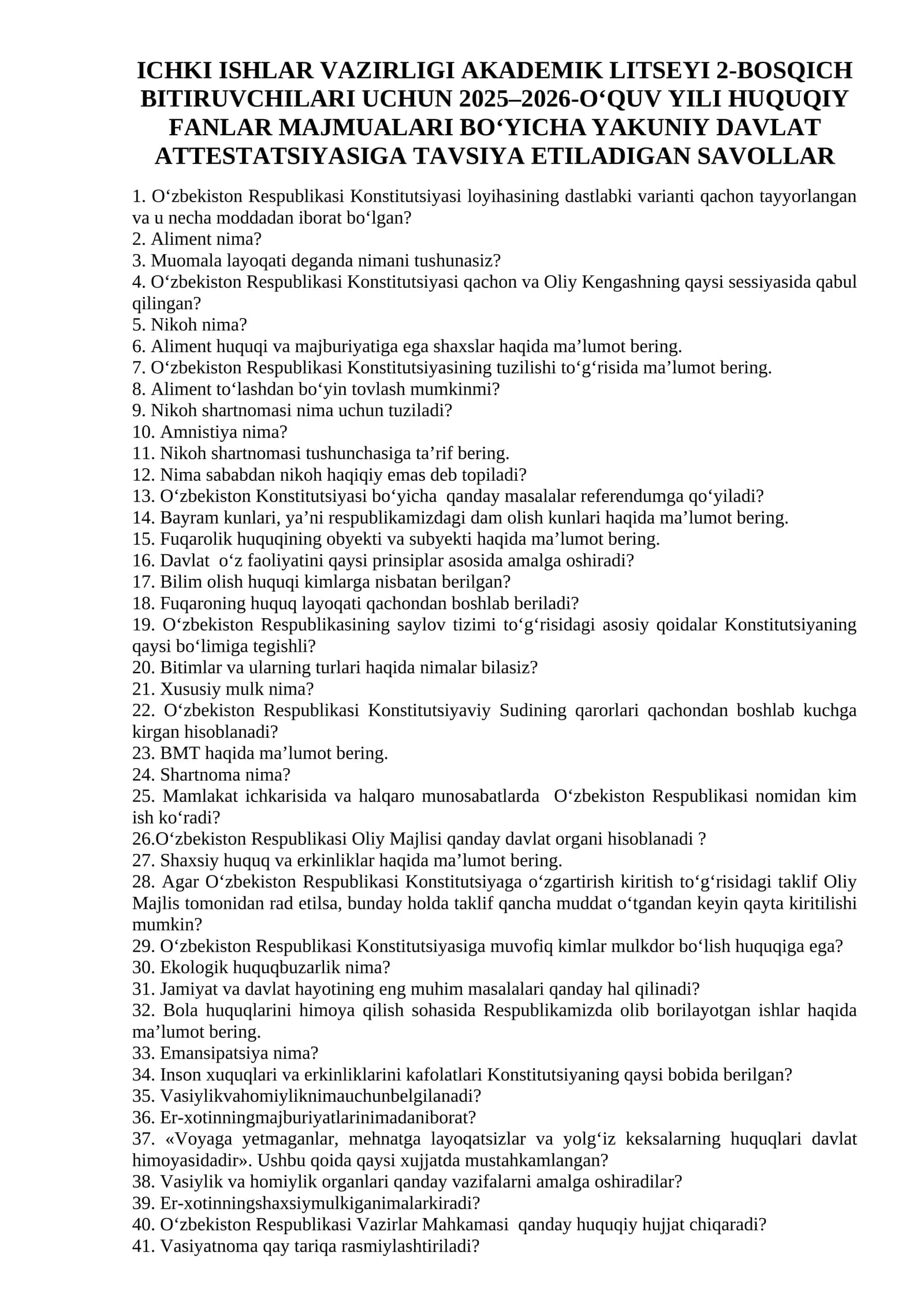 O‘zbekiston Respublikasi Konstitutsiyasi