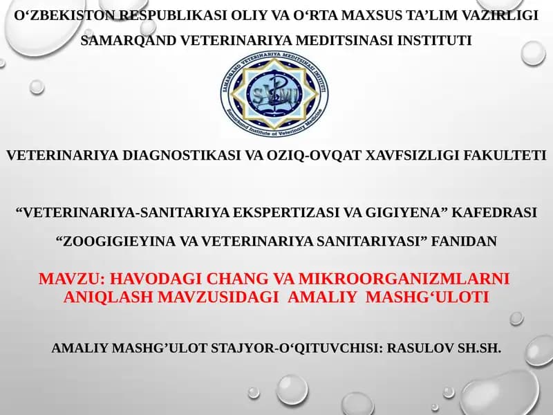 Havodagi chang va mikroorganizmlarni aniqlash