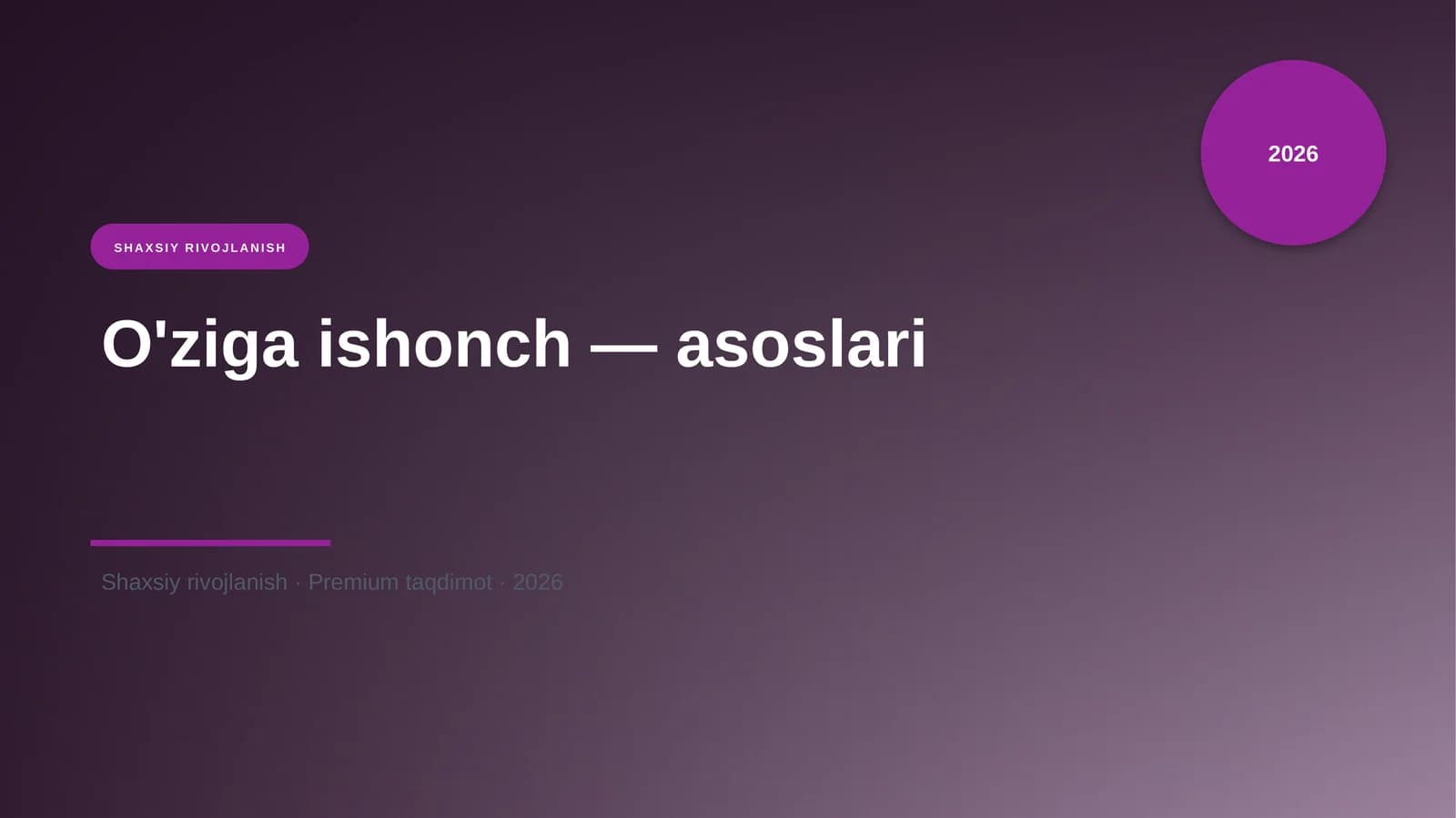O'ziga ishonch — asoslari