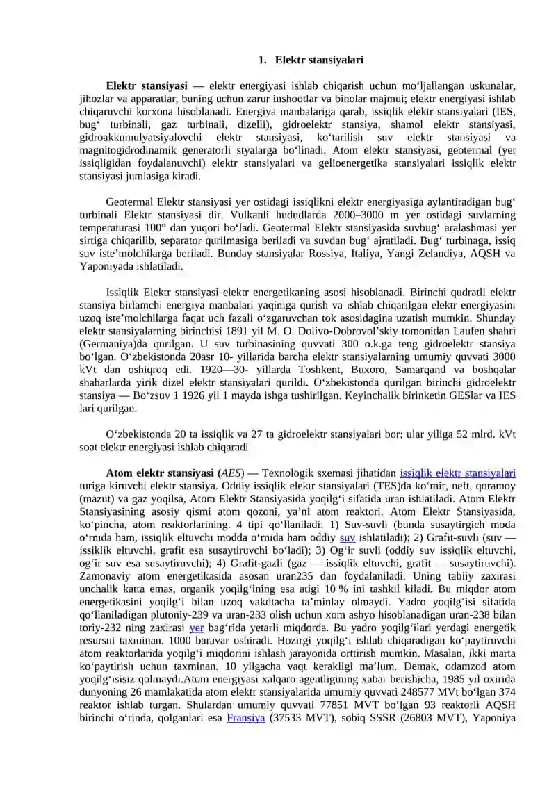 Elektr stansiyalari