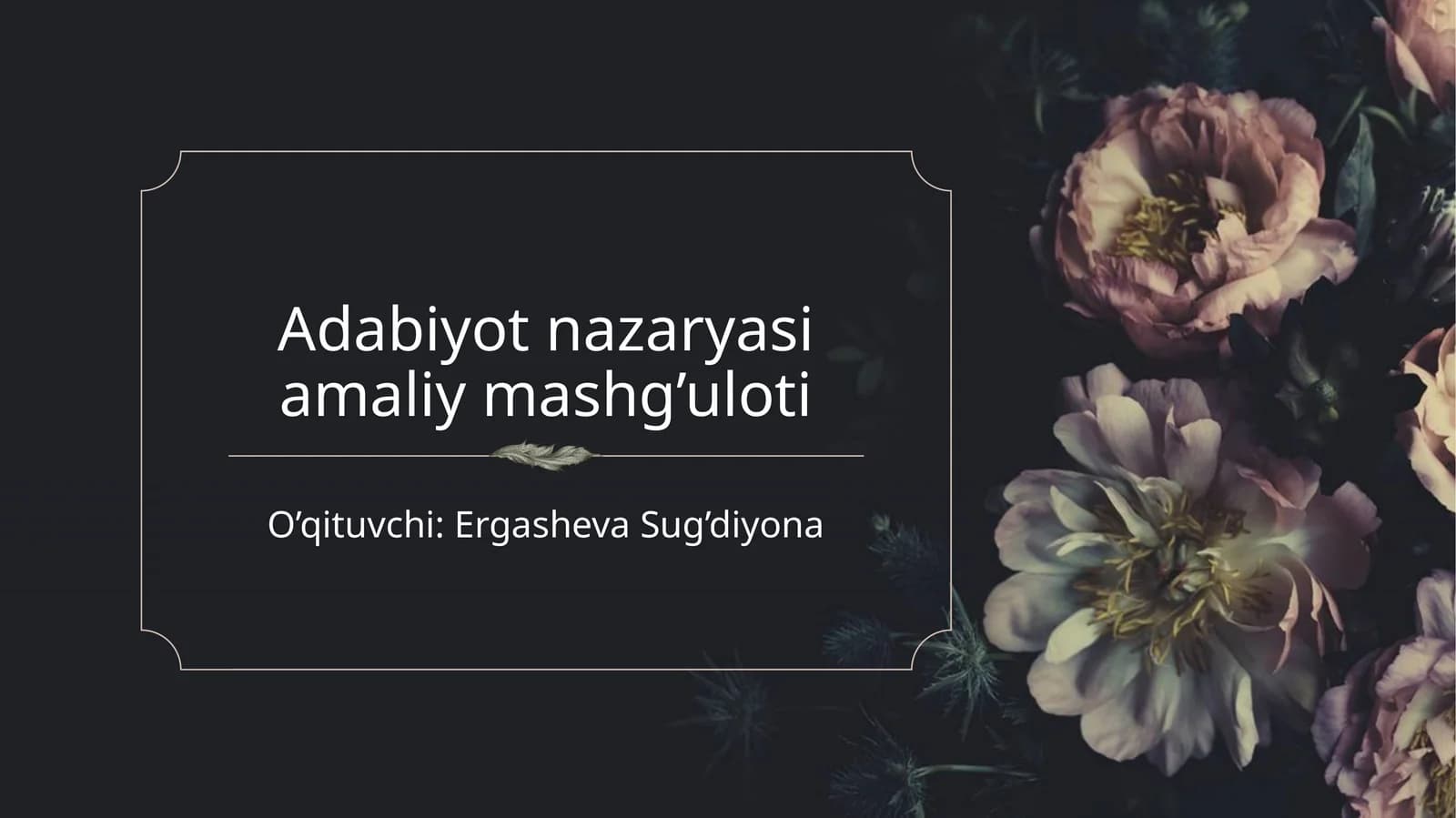 Adabiyot nazariyasi amaliy mashg'uloti