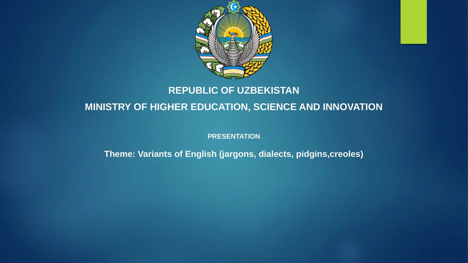 Presentation on Variants of English