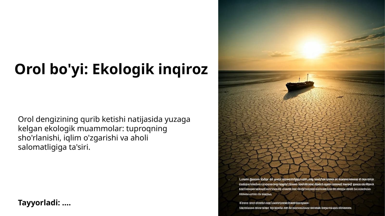 Orol bo'yi: Ekologik inqiroz